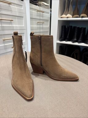 Bronx Tan Suede Pointed Toe Ankle Boots
